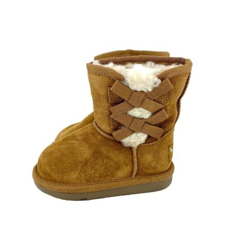 Koolaburra By UGG Victoria Bow Faux Fur & Genuine Sheepskin Short Boot SZ 7